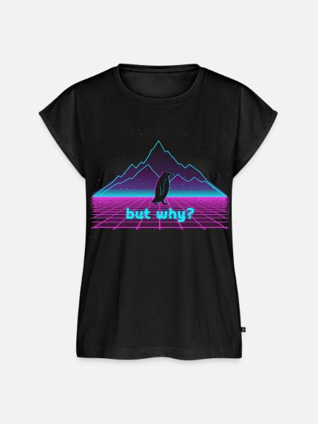 Pinguin Retrowave - Frauen Premium Bio Top - Schwarz