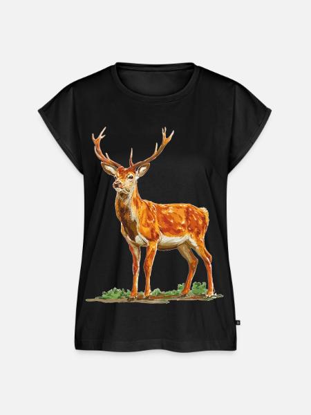 Hirsch - Frauen Premium Bio Top - Schwarz