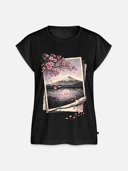 Kirschblüten Sakura Kirschblüte - Frauen Premium Bio Top - Schwarz