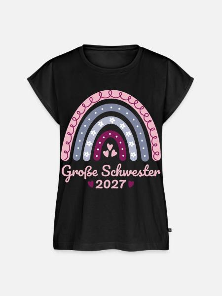 Große Schwester 2027 Boho Regenbogen pastell - Frauen Premium Bio Top - Schwarz