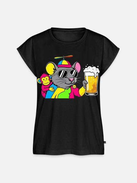 Party Maus Propeller Bier - Frauen Premium Bio Top - Schwarz