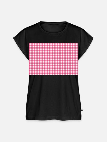 Karomuster mit Gingham Pink - Frauen Premium Bio Top - Schwarz