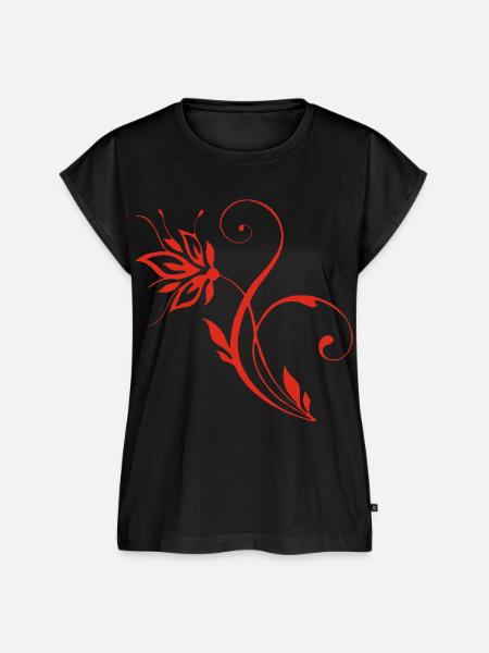 Rote Blume - Frauen Premium Bio Top - Schwarz