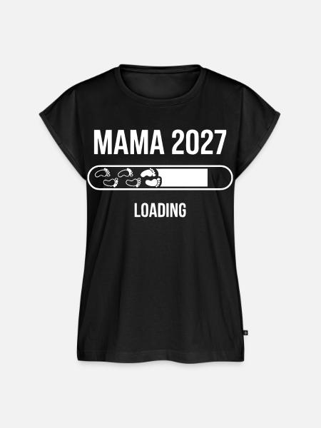 Mama 2027 Loading Babyfüße - Frauen Premium Bio Top - Schwarz