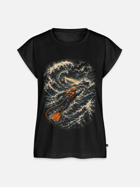 Küstenwache Rettungsschwimmer - Frauen Premium Bio Top - Schwarz