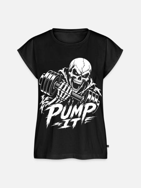 Skelett mit Hantel: Pump It - Frauen Premium Bio Top - Schwarz
