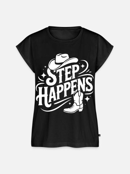 Step Happens Western Stil - Frauen Premium Bio Top - Schwarz
