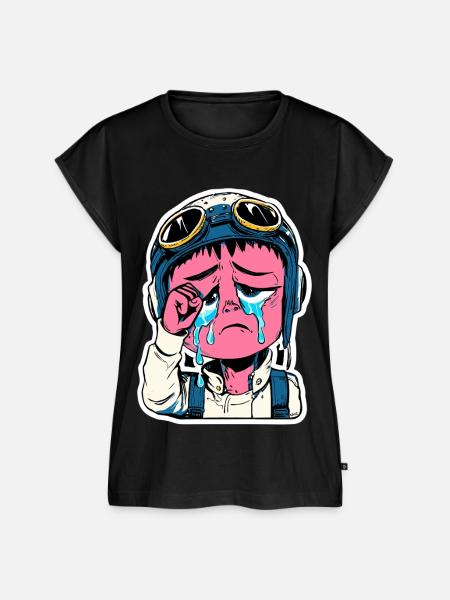 Feuchter Pilotenaufkleber - Frauen Premium Bio Top - Schwarz