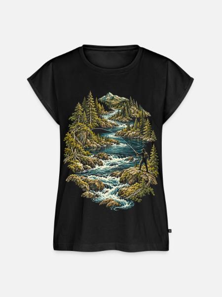 Fliegenfischen Fliegenangler - Frauen Premium Bio Top - Schwarz