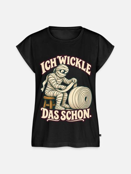 Mumie wickelt Bandagen – Halloweenhumor - Frauen Premium Bio Top - Schwarz