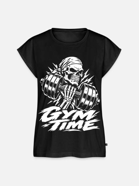 Skull mit Kurzhantel - Frauen Premium Bio Top - Schwarz