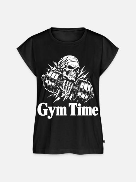 Skull mit Kurzhantel - Frauen Premium Bio Top - Schwarz