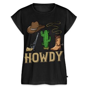Cowboy Western Country - Frauen Premium Bio Top - Schwarz - Vorne - AI Model Female 172 light (172cm)