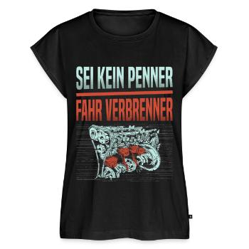 Verbrenner Diesel Hubraum E-Auto Gegner Auto - Frauen Premium Bio Top - Schwarz - Vorne - AI Model Female 172 light (172cm)