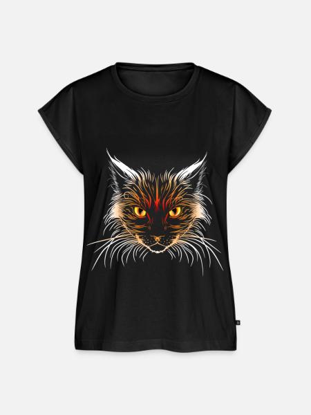 Katzenkopf orange - Frauen Premium Bio Top - Schwarz