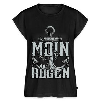 Moin Rügen - Frauen Premium Bio Top - Schwarz - Vorne - AI Model Female 172 light (172cm)