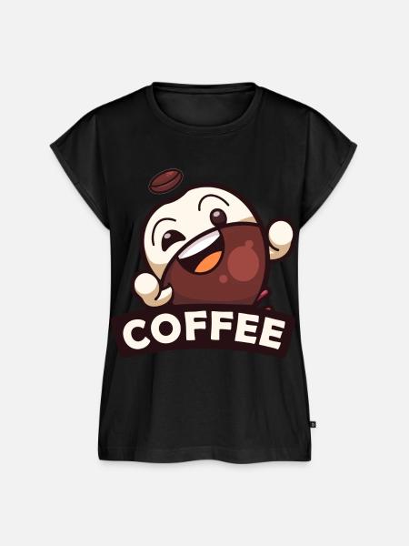 Kaffeebohne Männchen Kaffee - Frauen Premium Bio Top - Schwarz