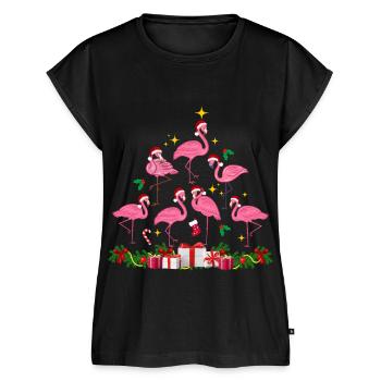 Flamingo jul. Julegave - Dame Premium økologisk top - sort - Foran - AI Model Female 172 light (172cm)