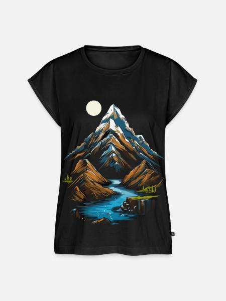 Berggipfel im Mondschein - Frauen Premium Bio Top - Schwarz
