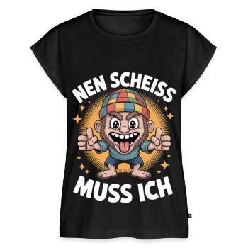 Freche Sprüche Shirt – Nen Scheiß Muss Ich Design - Frauen Premium Bio Top - Schwarz - Vorne - AI Model Female 172 light (172cm)