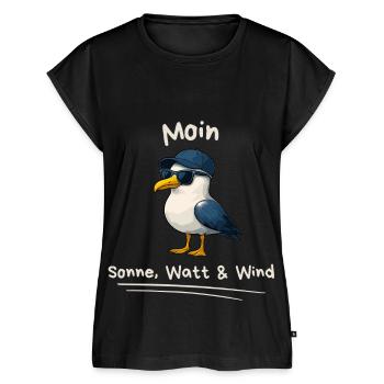Moin Maritime Möwe mit Spruch - Frauen Premium Bio Top - Schwarz - Vorne - AI Model Female 172 light (172cm)