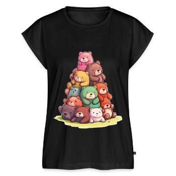Lustige Teddybären Bunte Bären - Frauen Premium Bio Top - Schwarz - Vorne - AI Model Female 172 light (172cm)