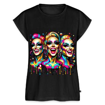 Glanzvolles Trio - Glamorous Trio - Frauen Premium Bio Top - Schwarz - Vorne - AI Model Female 172 light (172cm)