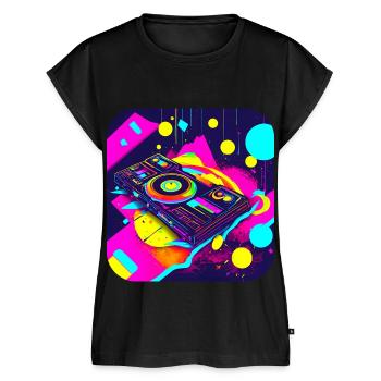 80er Party Vintage Mottoparty - Frauen Premium Bio Top - Schwarz - Vorne - AI Model Female 172 light (172cm)