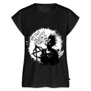 "Spit Out The Lies" - Anarchistisches Punk-Manifest T-Shirt - Frauen Premium Bio Top - Schwarz - Vorne - AI Model Female 172 light (172cm)