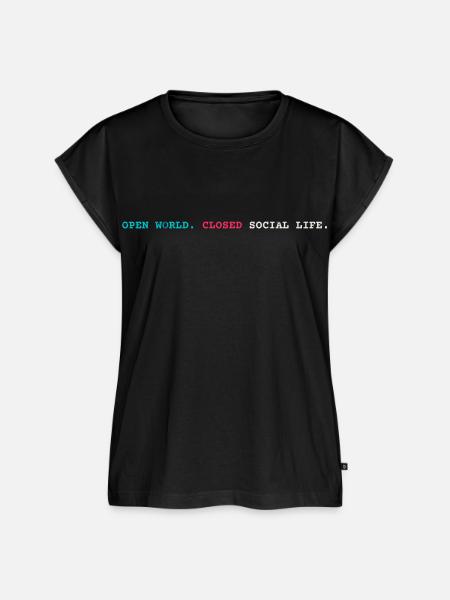 Open World Closed Social Life - Frauen Premium Bio Top - Schwarz