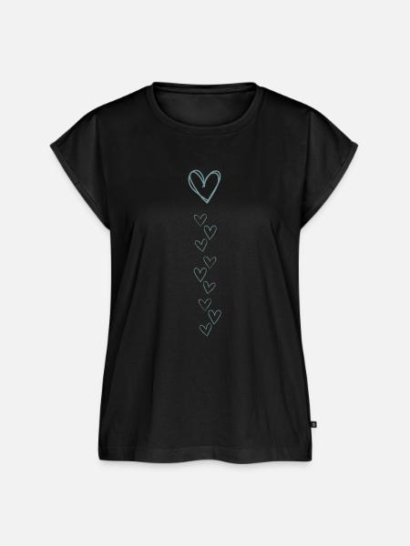 Herzen - Frauen Premium Bio Top - Schwarz