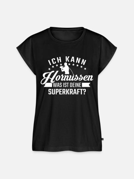 Ich kann Hornussen Superkraft - Frauen Premium Bio Top - Schwarz