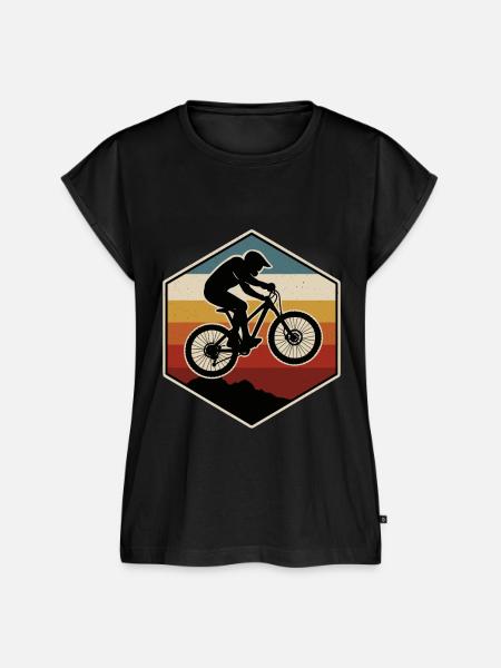 Mountainbike Berge Retro - Frauen Premium Bio Top - Schwarz
