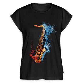 Saxophon - Frauen Premium Bio Top - Schwarz - Vorne - AI Model Female 172 light (172cm)