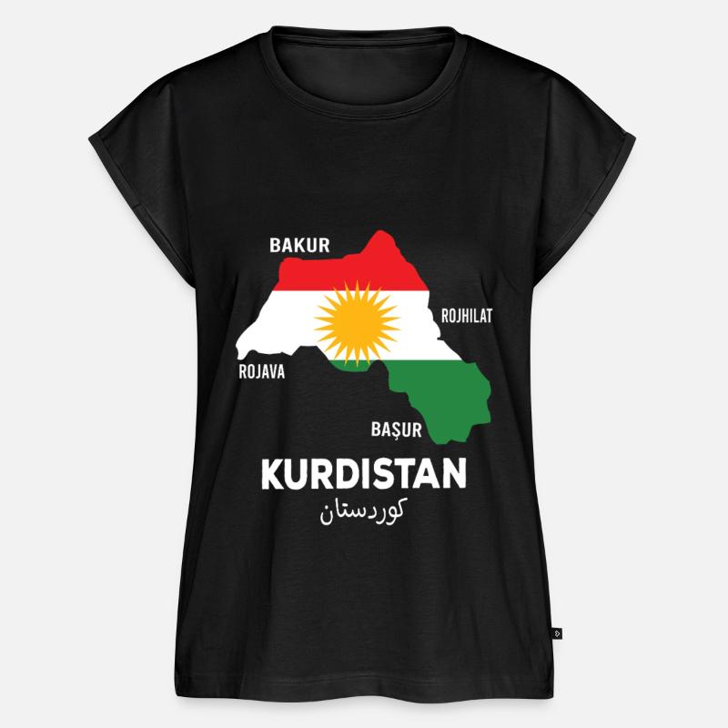 Drapeau du Kurdistan Bakur Bashur Rojava Rojhlt Newroz - Haut bio Premium Femme - noir