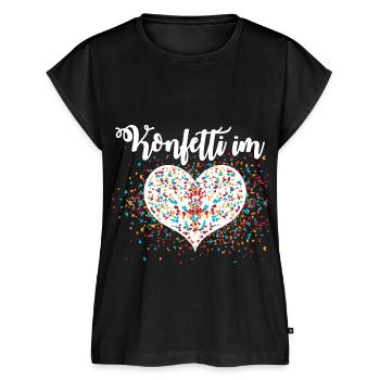Konfetti im Herzen Karneval Fasching - Frauen Premium Bio Top - Schwarz - Vorne - AI Model Female 172 light (172cm)