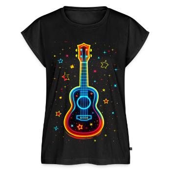 90er Jahre Ukulele - Frauen Premium Bio Top - Schwarz - Vorne - AI Model Female 172 light (172cm)