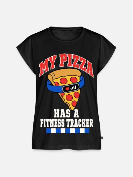 Pizza mit Fitness Tracker - Frauen Premium Bio Top - Schwarz