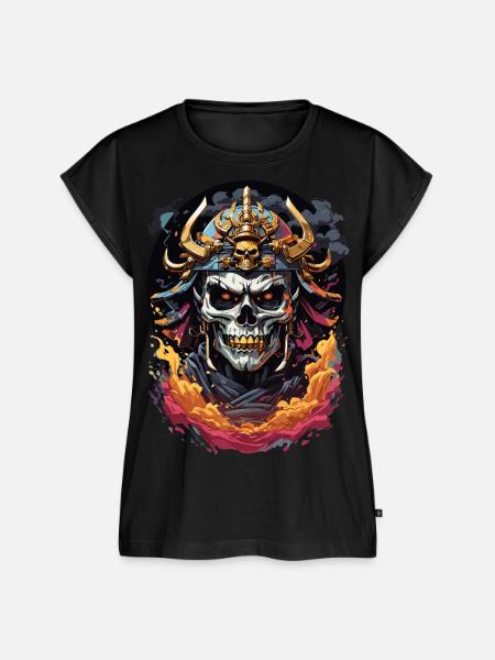 Japanischer Samurai Totenkopf - Frauen Premium Bio Top - Schwarz