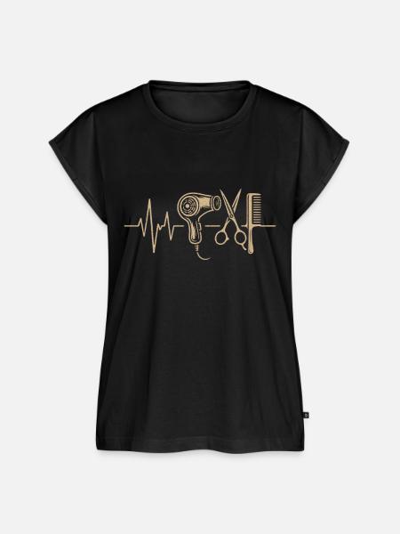 Friseur Herzschlag Design - Frauen Premium Bio Top - Schwarz
