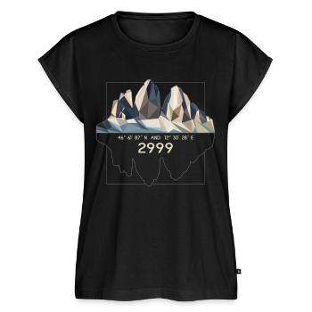Dolomiten Sexten drei Zinnen tre cime di lavaredo - Frauen Premium Bio Top - Schwarz - Vorne - AI Model Female 172 light (172cm)