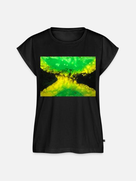 Jamaika Flaggen Pouring - Frauen Premium Bio Top - Schwarz