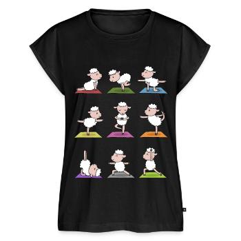 Yoga Schaf Meditation Yogi Namaste Geschenk - Frauen Premium Bio Top - Schwarz - Vorne - AI Model Female 172 light (172cm)