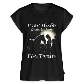 Reiterin & Pferd | Pferdemädchen | Westernreiten - Frauen Premium Bio Top - Schwarz - Vorne - AI Model Female 172 light (172cm)