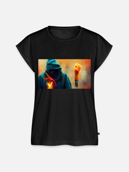 Vermummter mit Fackel - Frauen Premium Bio Top - Schwarz