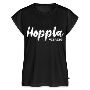 Hoppla vierzig - 40. Geburtstag Happy Birthday - Frauen Premium Bio Top - Schwarz - Vorne - AI Model Female 172 light (172cm)