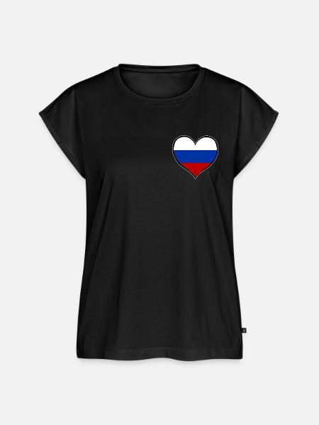 Russland Herzflagge - Frauen Premium Bio Top - Schwarz