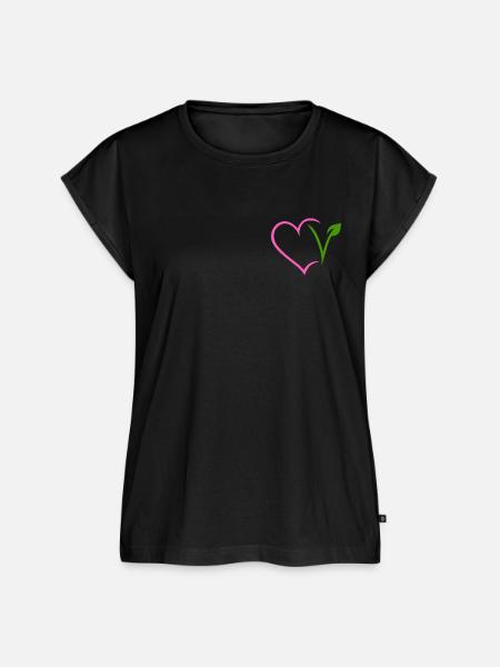 Vegan Herz - Frauen Premium Bio Top - Schwarz