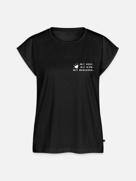 Herz Hirn Maulkorb Stencil - Frauen Premium Bio Top - Schwarz