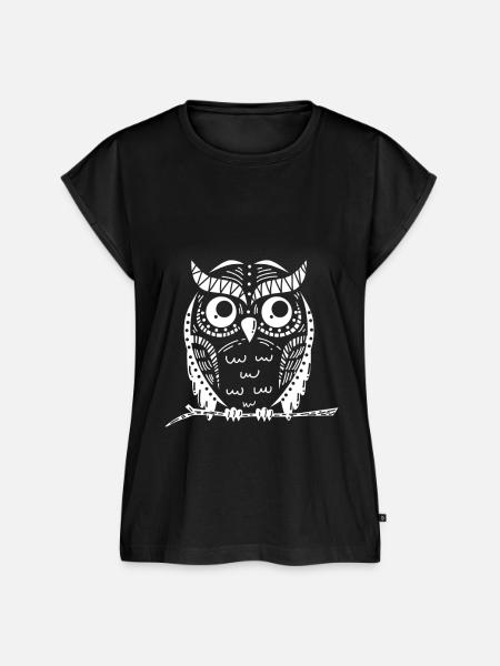 Eule - Frauen Premium Bio Top - Schwarz